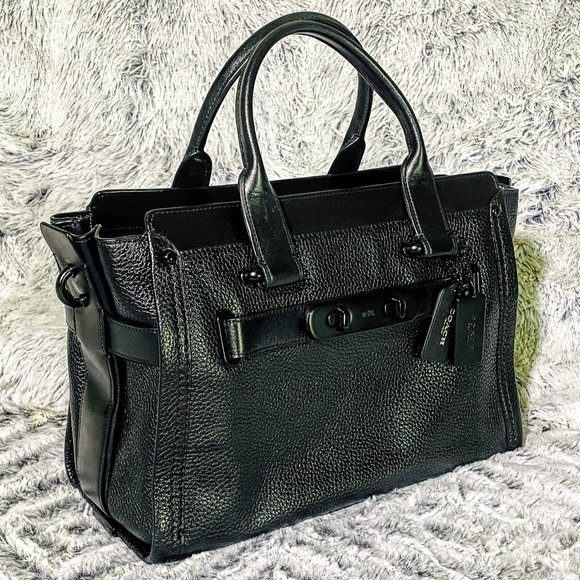 NWOT - COACH MATTE BLACK SWAGGER IN NUBUCK PEBBLE LEATHER (F34408) - Picture 3 of 12